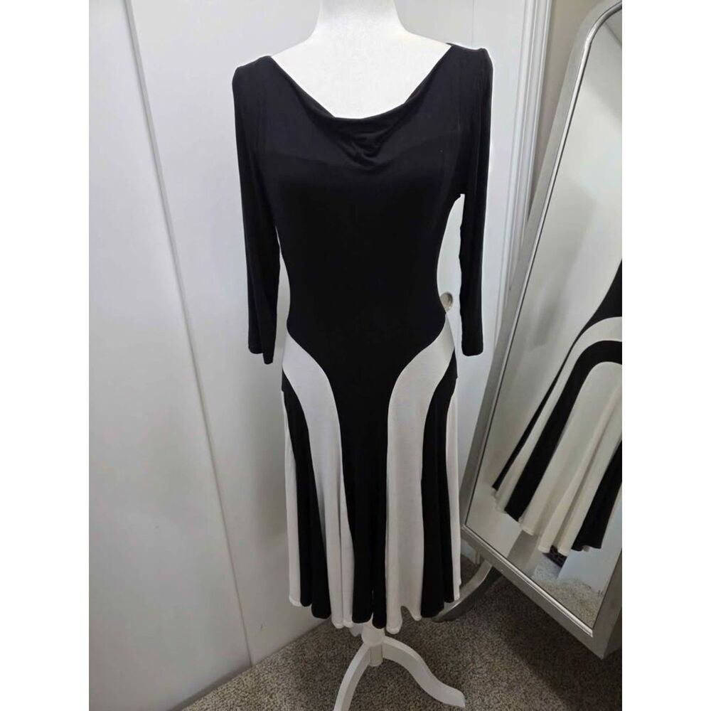 Lily Black and White Colorblock Fit and Flare Dress Size M